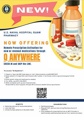 Image of a flyer for Q-Anywhere remote prescription activation. 